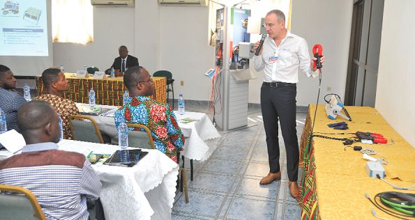 Mr Karsten Scroeder showing the participants the meter test equipment. Pictures: Emmanuel Quaye 