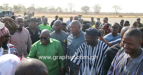 President Akufo-Addo being mobbed on his arrival in Tamale