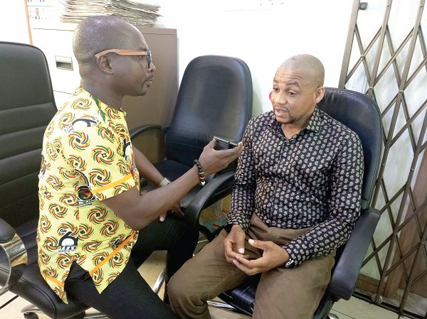  Alhaji Ibrahim Tanko (right) speaking to Victor Kwawukume of the Political Desk