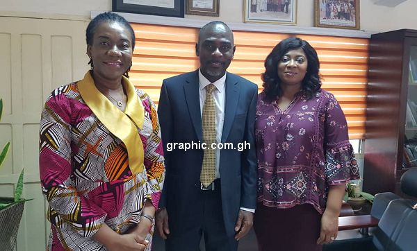 From right: Dr Leticia Adelaide Appiah, the Executive Director of the National Population Council; Professor Kwamena Kwansah-Aidoo, Rector, Ghana Institute of Journalism, and the Head of Research and Acting Head of the Department of Communication of GIJ, Dr Lawrencia Agyepong. 