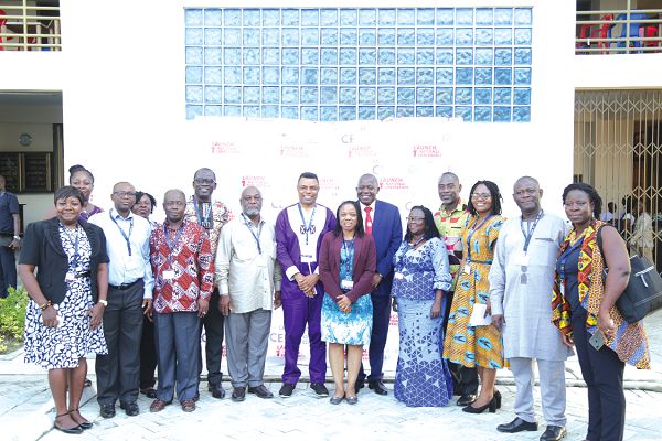 Prof. Kwame Karikari (arrowed) and executive members of CEAG after the launch of the association
