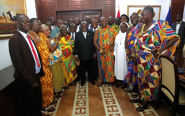  President Akufo-Addo with the delegation from the University of Natural and Allied Sciences. Picture: SAMUEL TEI ADANO