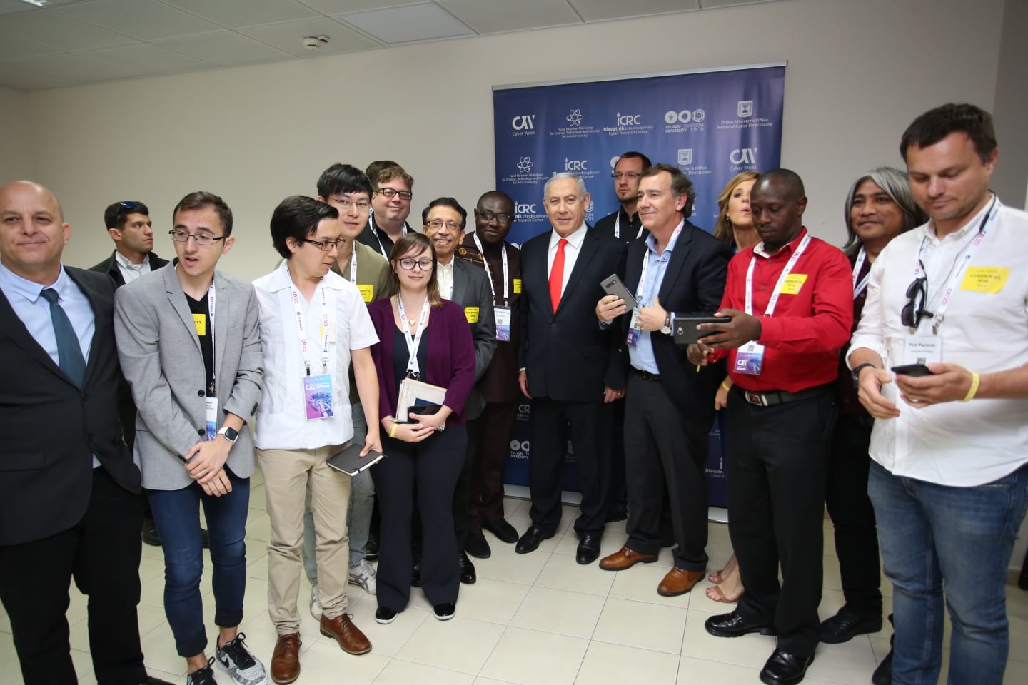 Mr Benjamin Netanyahu, Prime Minister of Israel (4th Right), with some members of the international press who were at of the conference. To his right is, Enoch Darfah Frimpong, Graphic Online’s representative at the conference.