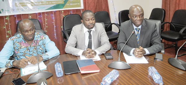  Dr Richard Osei-Amponsah (right) speaking at the media launch. With him is Dr Julius Hagan (middle) and Mr Edwin Bekoe (left). Picture: ESTHER ADJEI