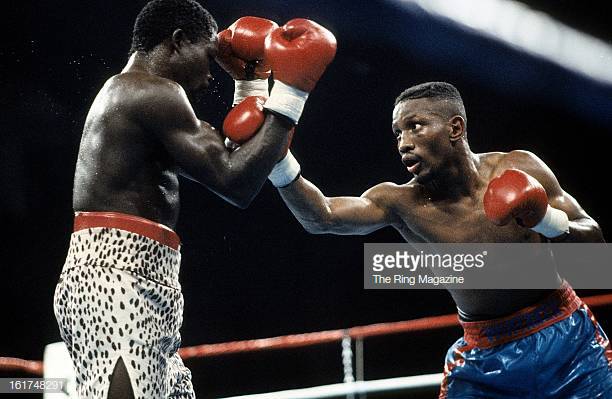 Whitaker (R) on the offensive against Azumah Nelson