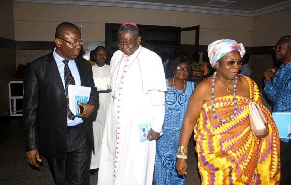 Sir Knight Brother Ambrose Yennah (left), Supreme Knight with Most Rev Philip Naameh (2nd left), Sister Adelaide Benneh (right) and other dignitaries who were at the lectures. Picture: Maxwell Ocloo