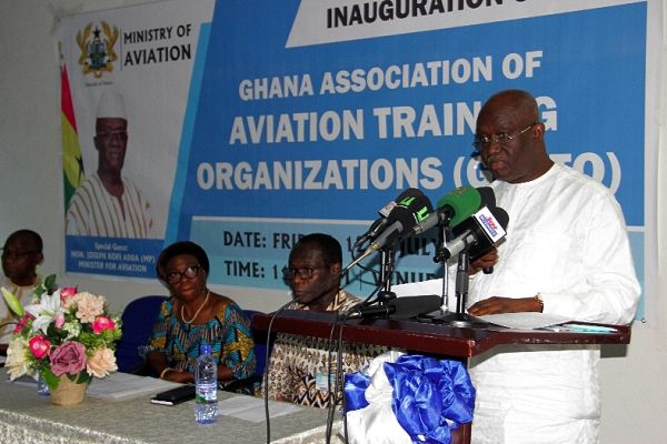 Mr Joseph Kofi Adda, Minister of Aviation delivering a speech at the inauguration. Picture: EDNA ADU-SERWAA
