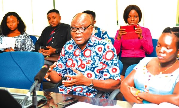 Mr Isaiah Doe Kwao making a presentation on the 2018 national estimates and projections in Accra. Picture: EMMANUEL QUAYE 