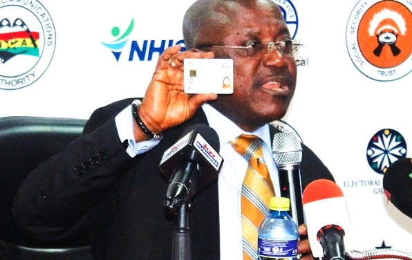 Professor Ken Attafuah displaying the Ghana Card