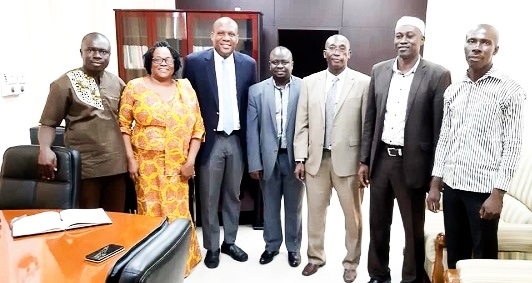 Prof. Annim (3rd right) and Prof. Nsowah-Nuamah (2nd right) with other members of the association after the courtesy call