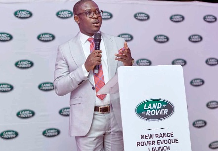  Mr Richard Ankomah, General Manager of Alliance Motors Ghana, speaking at the launch INSET: The new Range Rover Evoque