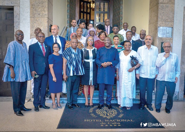  Vice-President Dr Mahumudu Bawumia (4th right, front row) and Mr Kwaku Agyeman-Manu (4th left), the Minister of Health,  with participants in the special breakfast meeting with Caribbean and African Heads of Missions in Havana, Cuba 