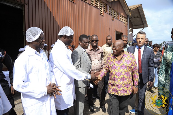 President Akufo-Addo interacting with staff of WAMCO
