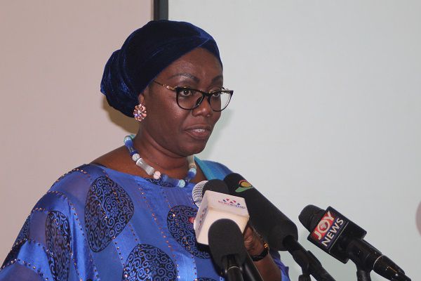 Mrs Ursula Owusu Ekufu addressing security experts and other officials at the event. Picture: GABRIEL AHIABOR
