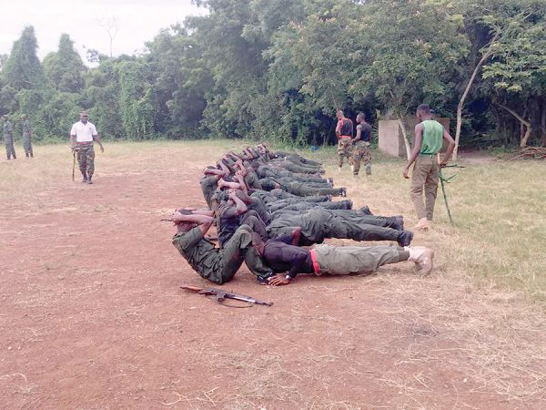Some of the forest guards undergoing training