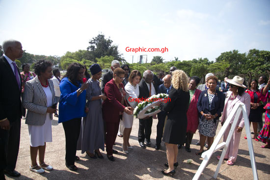 US Speaker Nancy Pelosi lays wreath at Kwame Nkrumah Memorial Park [VIDEO & PHOTOS]