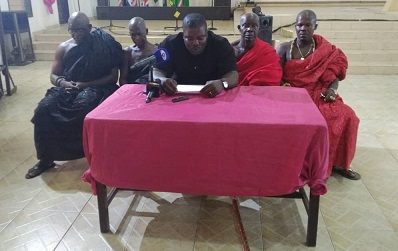 Mr Takyi-Mensah addressing the press briefing on Wednesday in Accra.
