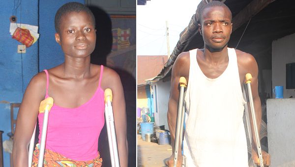 Ms Ruth Mankattah (left) and Kortey Tetteh, two surviving victims of the shooting at Manya Kpongunor in Odumase-Krobo