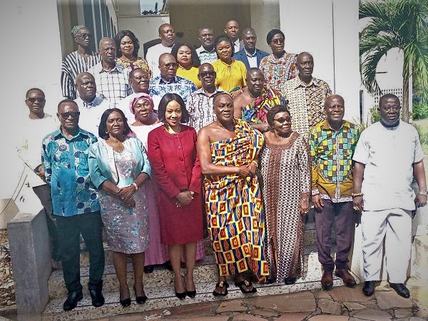 The Chairman of the Council of State, Nana Otuo Siriboe II (4th right) and the Chairperson of the Electoral Commission (EC), Mrs Jean Mensa (3rd left) with other members of the Council of State and the EC. Picture: VICTOR KWAWUKUME