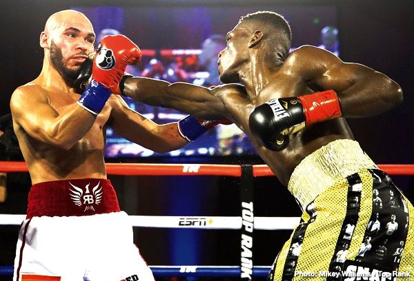 Richard Commey lands a right to Ray Beltran’s jaw