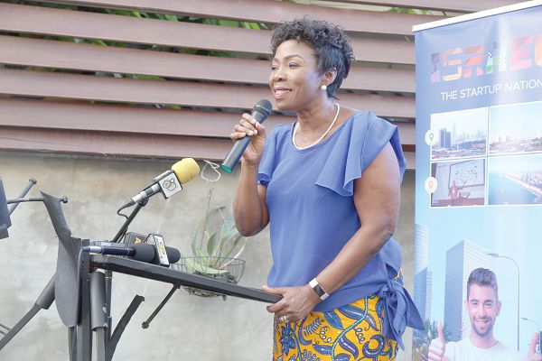 Ms Esther A.N. Cobbah (right), Chief Executive officer of Stratcomm Africa, addressing participants in the launch of the seventh Ghana Garden and Flower Show  in Accra. Picture: ESTHER ADJEI