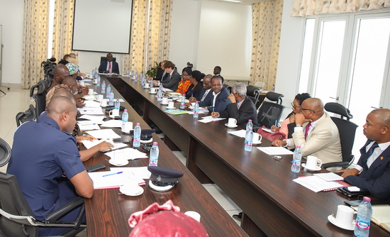 Mr Malcolm Evans (second right) leader of the United Nations delegation, briefing Mr Charles Owiredu (right) on the National Preventive Mechanism at the Foreign Ministry in Accra. With them are members of the delegation and other officials of the Foreign Ministry