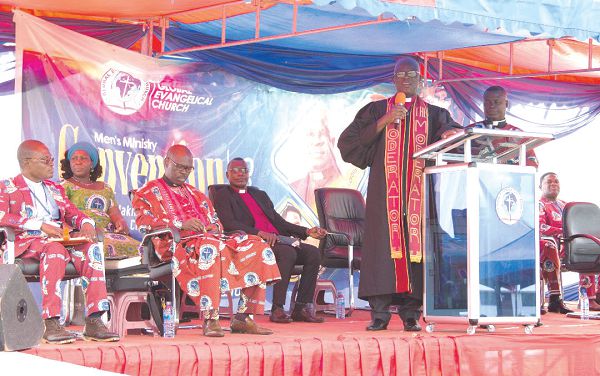 Rev. Dr Setorwu Ofori (standing) delivering the homily at the convention