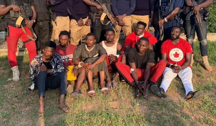 Seven of the suspected kidnappers who were arrested by the security agencies yesterday