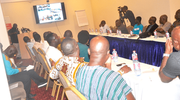 INSET: The Chairman of the governing body of the Fisheries Commission, Mr Emmanuel Mantey Mensah, launching the report. A section of the participants at the launch of the report in Accra. INSET: The Chairman of the governing body of the Fisheries Commission, Mr Emmanuel Mantey Mensah, launching the report. A section of the participants at the launch of the report in Accra.