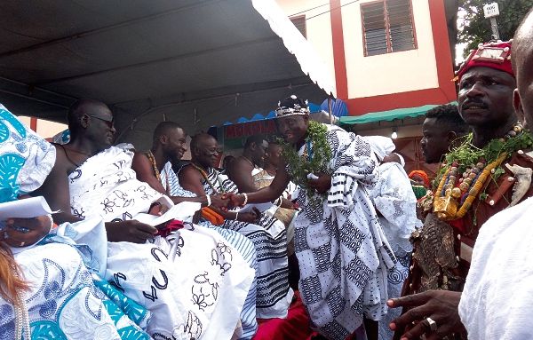  The Chief of Sowutuom-Nsunfa, Nii Osabu Akwei I, arriving at the event. Pictures: MATTHEW ODARTEY