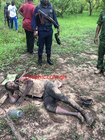 The alleged poacher lying on the ground