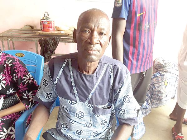  72-year-old Gabriel Panke Nyaba waiting patiently to go through the registration exercise in Sunyani