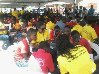 The MTN staff with some of the students during the mentorship session. Picture: Benjamin Xornam Glover