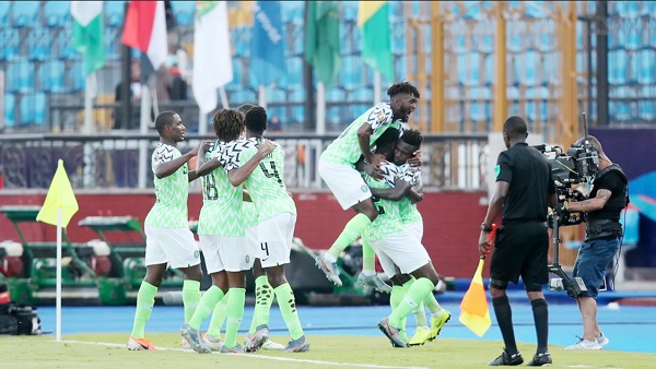 Nigeria players celebrating their goal. Picture: CAfonline
