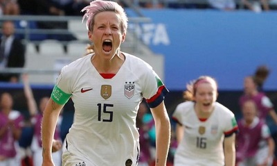 Megan Rapinoe scored twice as her side knocked out Spain in the last 16 at the Women's World Cup