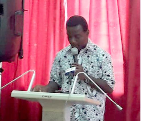 Prof. Joshua Owusu-Sekyere addressing the launch of the 10th Biennial Congress of the KNUST alumni association