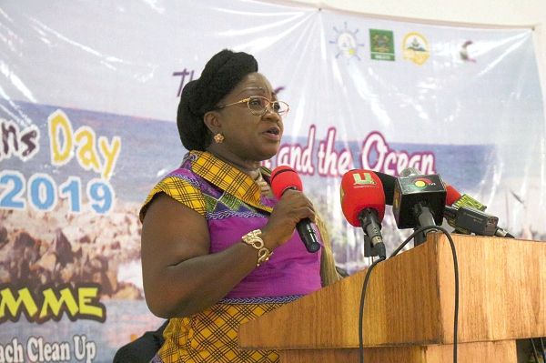 Ms Patricia Appiagyei  delievering the keynote address at the durbar to mark the 2019 World Oceans Day. Picture: DELLA RUSSEL OCLOO