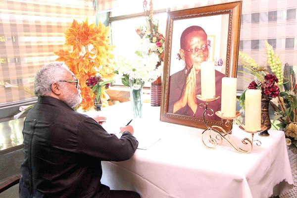 Former President Jerry John Rawlings paid tribute to former party chairman, Dr. Kwabena Adjei