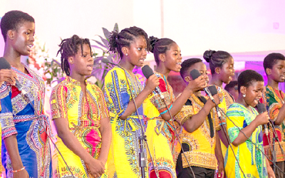 A section of the children singing at the event.