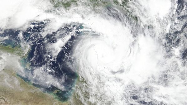 Satellite imagery shows Cyclone Trevor approaching the northeast state of Queensland