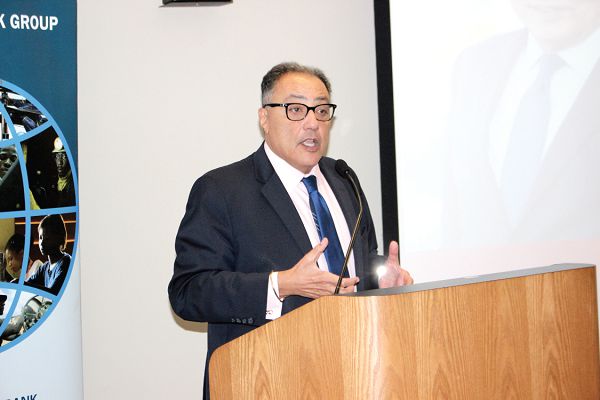 Dr Hafez Ghanem (inset), addressing the guests at the launch. Also in the picture are Hajia Samira Bawumia (arrowed), Mrs Cynthia Morrison (4th left front row), and some dignitaries. Pictures: INNOCENT K. OWUSU