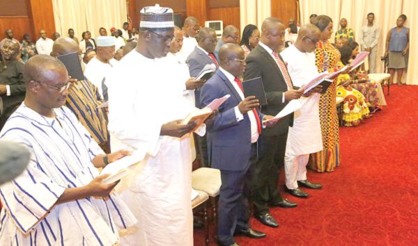 President Nana Addo Dankwa Akufo-Addo swearing in the new ministers and deputy ministers