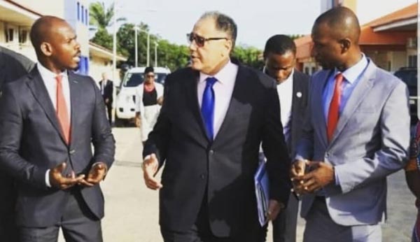 The Managing Director of the Accra Digital Centre, Mr Kofi Ofosu Nkansah (extreme right), together with his management team welcomed the World Bank Vice President, Dr Hafez Ghanem (middle) 