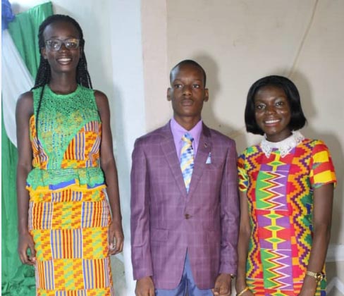 Excellence Award winners. From left Miss Wilhermina Opoku, Master Arotiba Peter Seunara (middle) and Miss Brago Afrifa Sarpong.