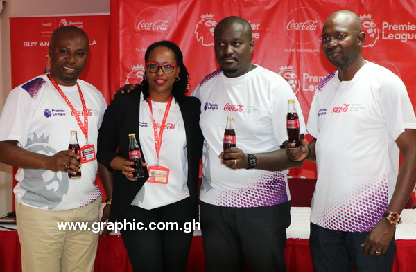 (L-R) Seth Adu-Baah, Managing Director of The Coca-Cola Bottling Company of Ghana(TCCBCGL); Sabina Manu, Marketing and Innovations Director of TCCBCGL; Serge Aguie Yeboua, Coca-Cola Franchise; and Desiré Ouedraogo, Franchise Manager, Equatorial Cluster of Coca-Cola West Africa Business Unit, toast to the success of the promo. 
