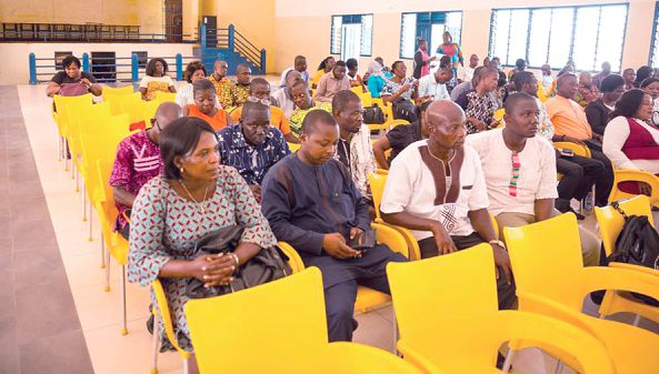 Ms Cassandra Twum Ampofo, (right) addressing the participants in one of the sensitisation programmes