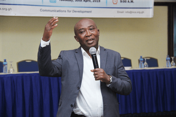 Mr Henry Kanor, Deputy Director General, Technical Operations, National Communications Authority (NCA), giving the welcome address at the programme