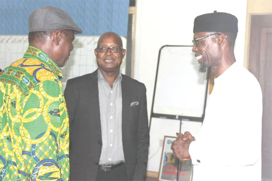 Ayub Morgan of the Ahamadiya Muslim Mission (left), Mr Charles Ayamdo of CHRAJ (middle) and Sheikh Armiyawo Sharibu, the spokesperson of the National Chief Imam, in a chat at the meeting