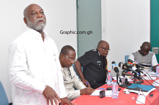 Prof. Kwame Karikari (left), Board Member, Media Foundation for West Africa, and other stakeholders and participants at the meeting. Picture: NII MARTEY M. BOTCHWAY
