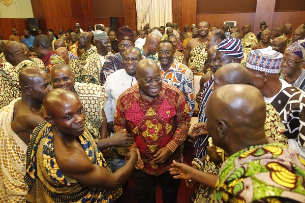 President Nana Addo Dankwa Akufo-Addo exchanging pleasantries with members of the Ghana Cocoa, Coffee and Sheanut Association at the Jubilee House.